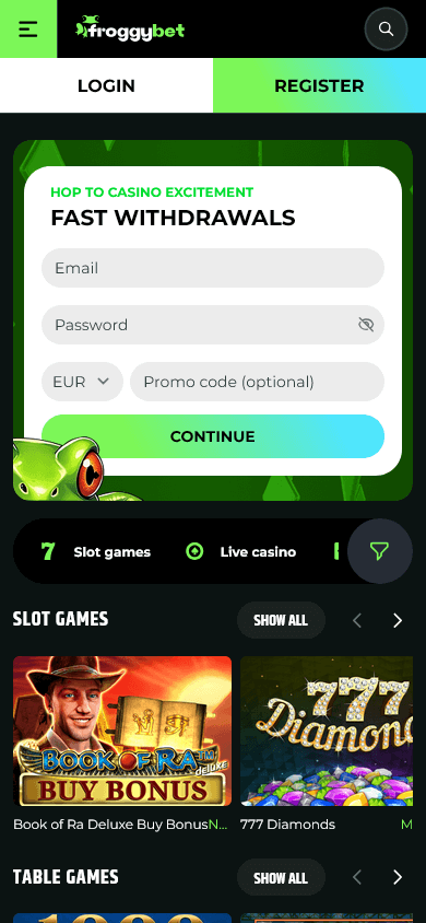Froggybet Casino Mobile screenshot